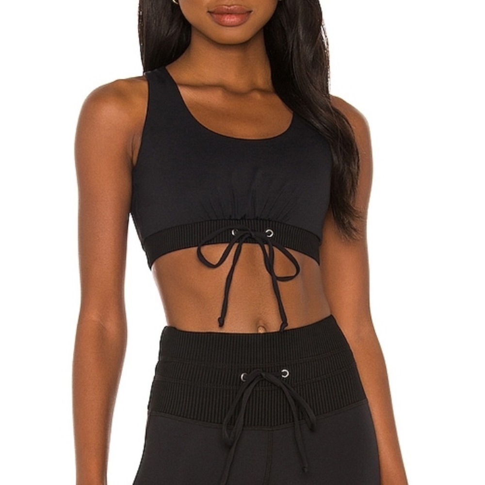 Strut This Gigi Tie Front Sports Bra Black